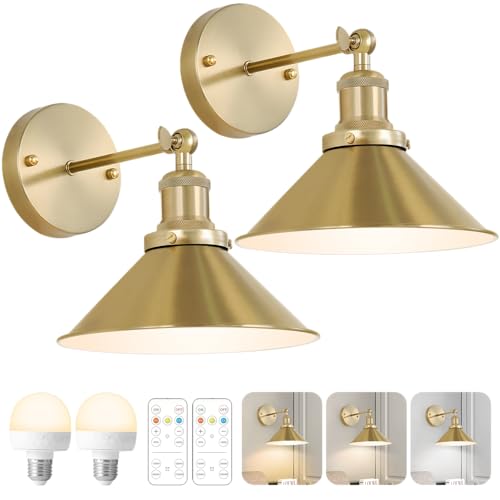 Gold Vintage Wireless Battery Operated Wall Sconces (2 Count)