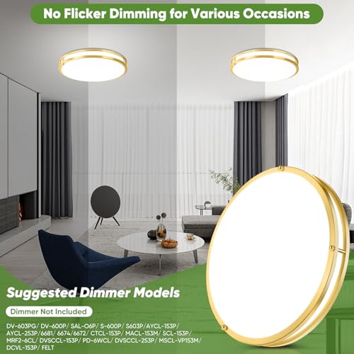 16in 50W LED Flush Mount Ceiling Lights 5600lm Super Bright (2 Count)