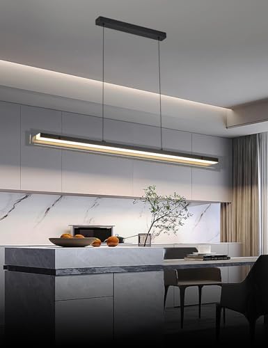 Glass Modern Black Linear Pendant Light