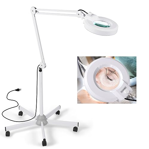 15X Magnifying Floor Lamp with 5 Wheels Rolling Base for Estheticians