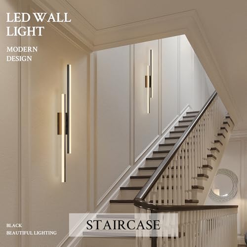 LED Wall Sconce Black Modern Remote Wall Light Fixtures for Living Room