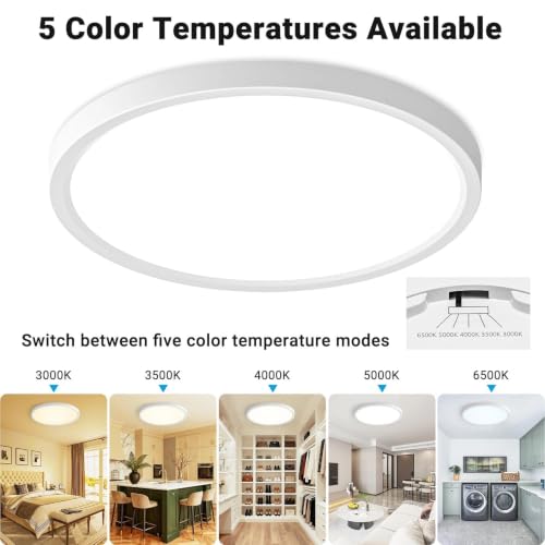 LED Flush Mount Ceiling Light Fixture 12Inch 24W 2800LM