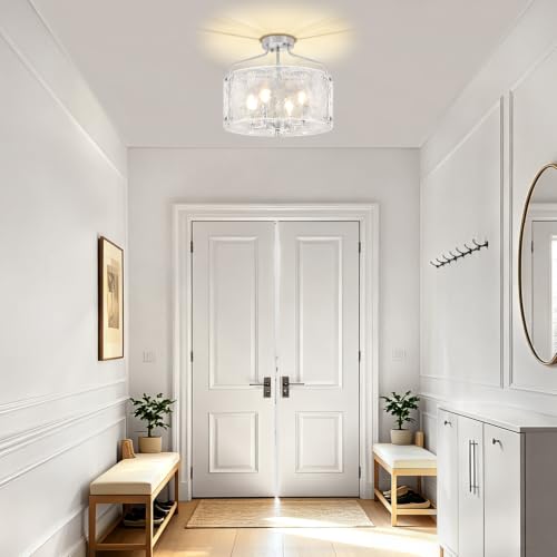 Modern Brushed Nickel Semi Flush Ceiling Light