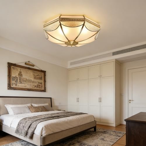 24 Inch Large Mid Century Modern Brass Flush Mount Ceiling Light