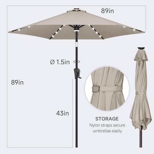 Solar Patio Umbrella with Centre Light