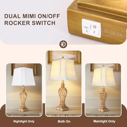 Vintage Table Lamps with Night Light (2 Count)