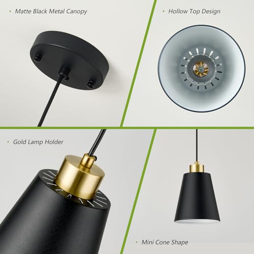 Matte Black Mini Pendant Light 7.87in Cone Kitchen Island Pendant Lighting