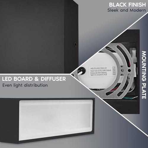 Square LED Up and Down Wall Sconces Set of 2 (2 Count)