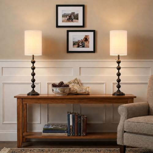 30" Tall Black Buffet Lamps Set of 2 for Living Room
