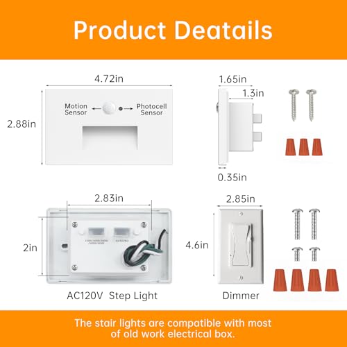 12 Pack 120V LED Step Lights Indoor Motion Sensor (12 Count)