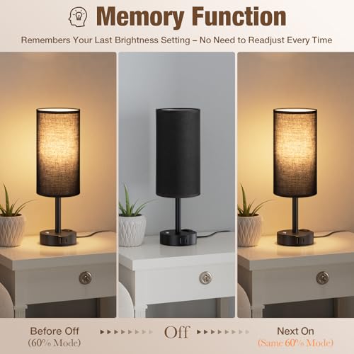 Black Touch Bedside Lamp for Bedroom