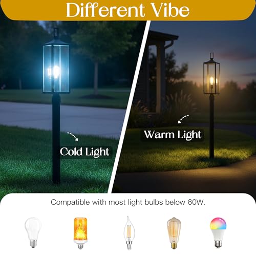 25.6 Inch Photocell Outdoor Lamp Post Light with Dusk To Dawn Sensor