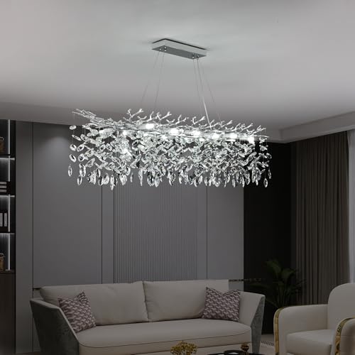Modern Rectangle Crystal Tree Branch Chandelier