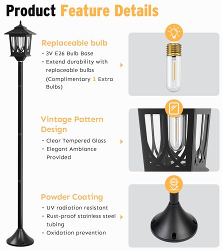 63" Solar Lamp Post Light 2 Pack