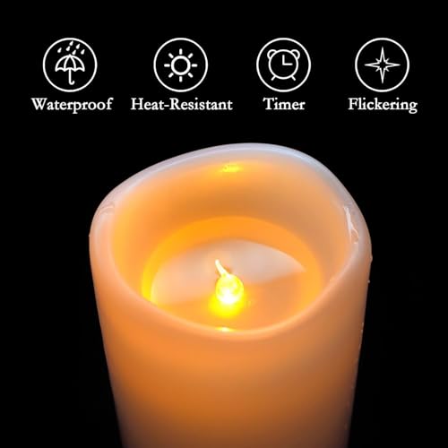 6" x 4" Large Waterproof Outdoor Flameless Candles with Remote Control and Timer (4 Count)