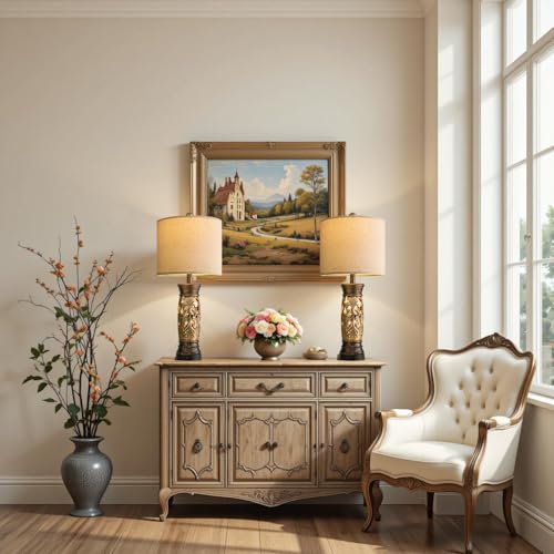 27.25” Antique Gold Table Lamps Set of 2 (2 Count)