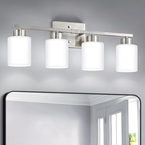 Brushed Nickel Bathroom Light Fixtures Vanity Lights Over Mirror