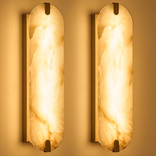 Alabaster Wall Sconces Set of Two