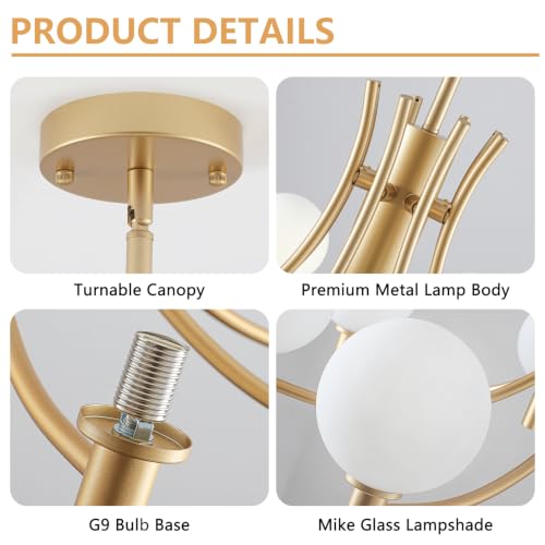 8 Light Gold Modern Sputnik Chandelier