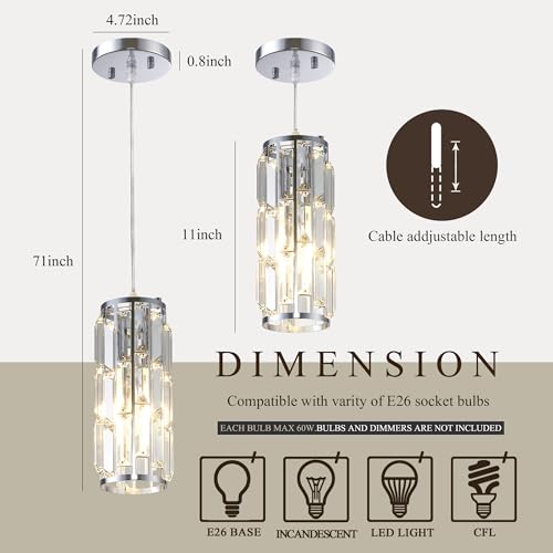 Pendant Lights Kitchen Island Modern Chrome Pendant Light Fixtures (3 Count)