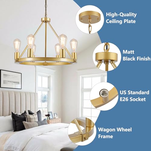Gold Wagon Wheel Chandelier (6 Count)