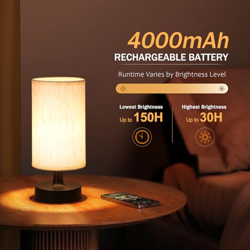 Small Cordless Table Lamp with 4000mAh Rechargeable Battery