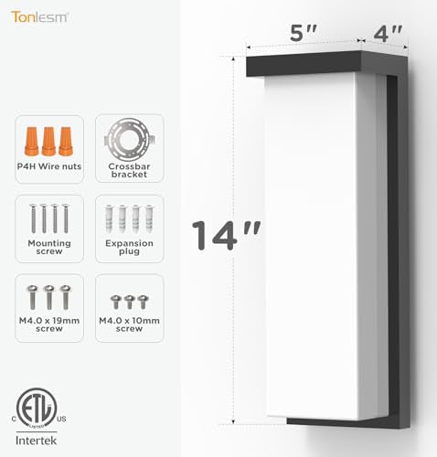14 Inch Outdoor Wall Light (Black,1 Pack / 14 Inch)