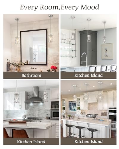 Brushed Nickel Pendant Lights Kitchen Island 2 Pack (2 Count)