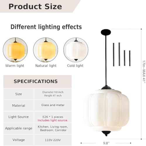Mid Century Kitchen Island Pendant Lighting with White Flower Glass