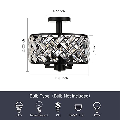 Black Crystal Ceiling Light
