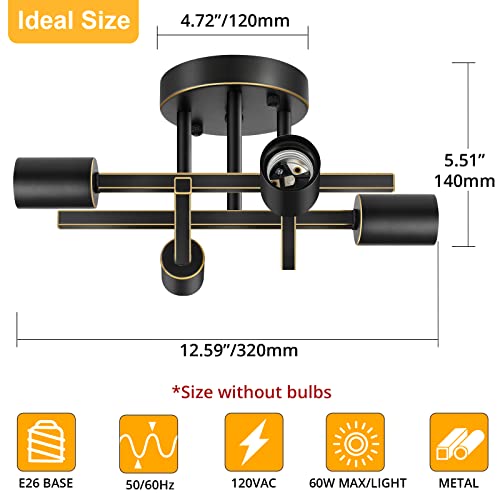 4 Light Semi Flush Mount Ceiling Light