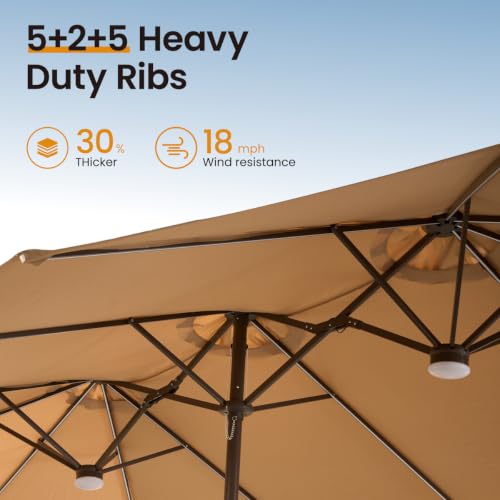 14.5 Ft X 8.3 Ft Rectangular Led Light Market Umbrella With Remote & App