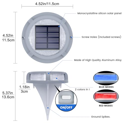 Solar Deck Lights Outdoor 2 Modes 16 LEDs 12 Pack (12 Count)