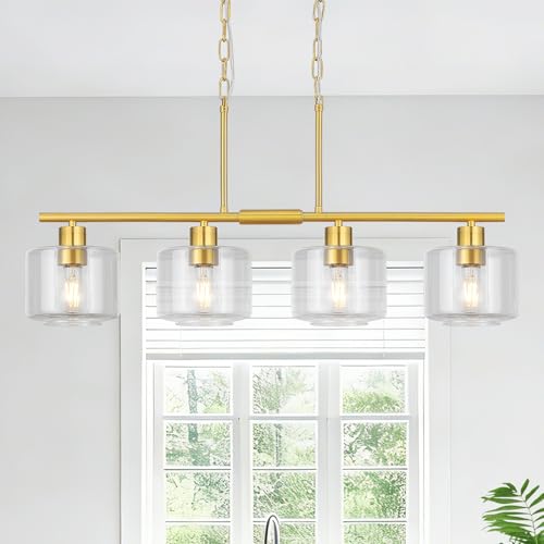 4 Light Brushed Gold Kitchen Island Lighting