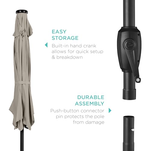 7.5ft Solar Umbrella LED Lighted Patio Umbrella