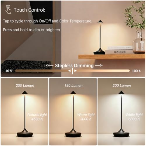 Rechargeable Cordless Table Lamp (2 Count)