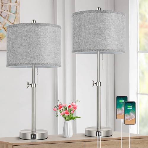 Silver Table Lamps Set of 2 for Living Room Bedroom (2 Count)