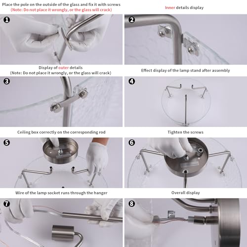 Semi Flush Mount Ceiling Light Fixture Glass Drum Chandelier Entryway Light Fixture 16''Brushed Nickel Flush Mount Ceiling Lights 3