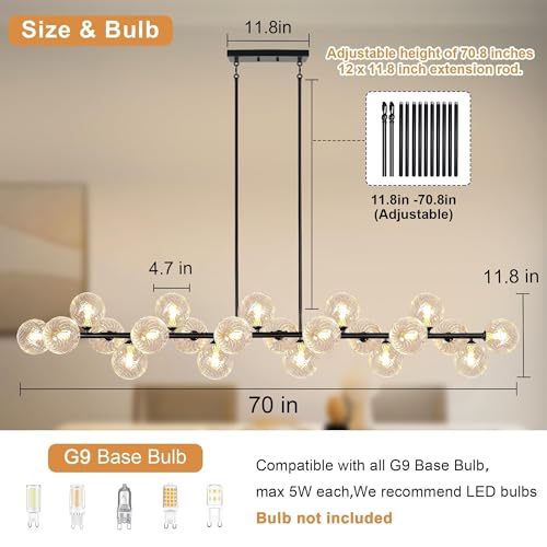 Linear Chandelier Dining Room Light Fixture Sputnik Linear Pendant Light