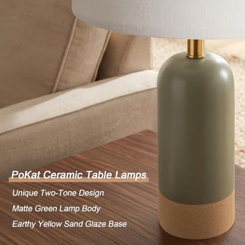 24'' Hand Textured Green Table Lamps