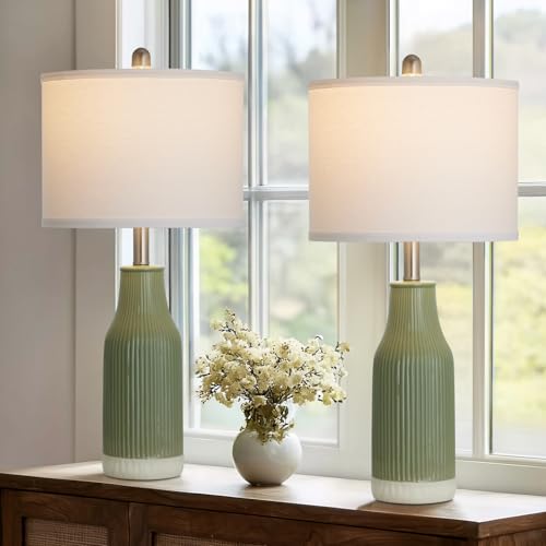 24.5" Ceramic Table Lamps Set of 2 for Bedroom (2 Count)