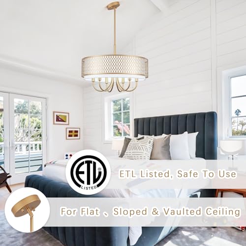 21.65" Large Durm Chandeliers for Dining Room Modern Gold Chandelier
