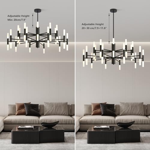 Lighting Black Sputnik Light Fixture Vintage Chandelier Light Fixture 40 Lights Mid Century Modern LED Chandelier Transitional Farmhouse Bedroom Sputnik Ceiling Light