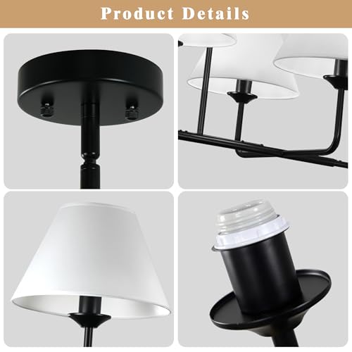 63.4"Modern Linear Chandelier with Fabric Shade