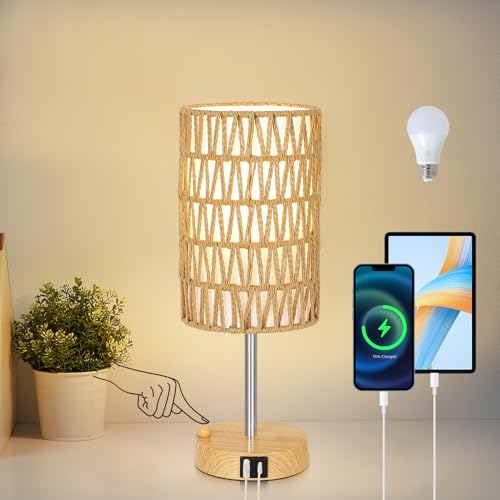 Boho Table Lamp for Bedroom with Bulb