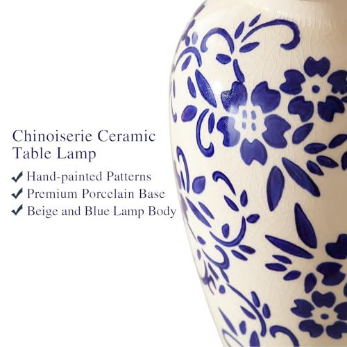 Chinoiserie Ceramic Table Lamps Set of 2 for Bedroom Bedside (2 Count)
