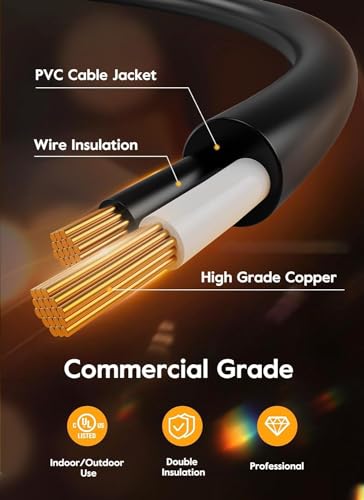 Outdoor String Lights 190FT with 60+2 Shatterproof Edison Bulbs (190 Foot)
