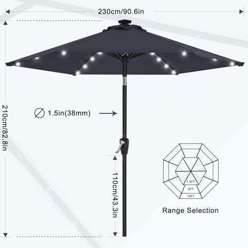 7.5ft Patio Umbrella with Solar Lights