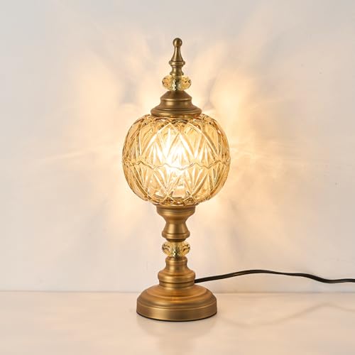 Vintage Amber Table Lamp Fixtures with E26 Bulb