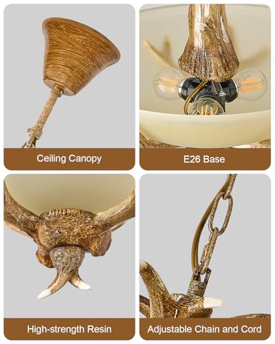 Rustic Resin Deer Chandelier with 3